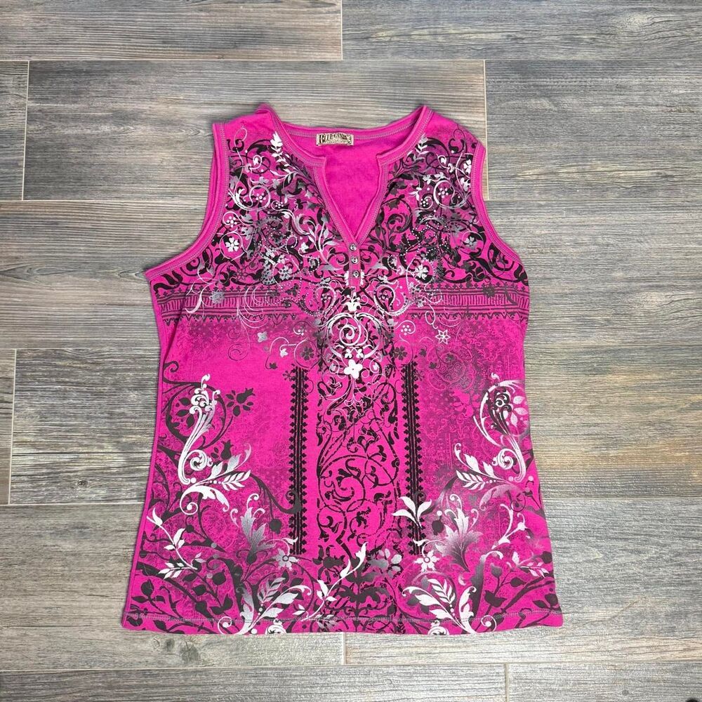 Y2K blue canyon grunge goth Pink Tank Top Rhinestones